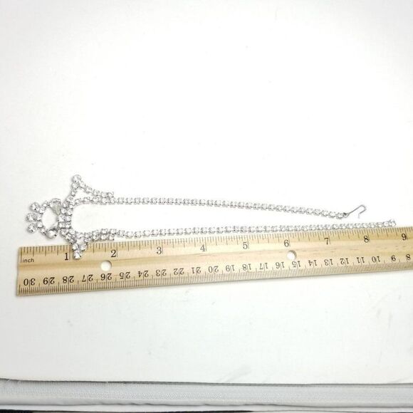Vintage Retro Rhinestone Collar Necklace, Fancy Design, 50s 60s Sparkle, Estate - Picture 5 of 7